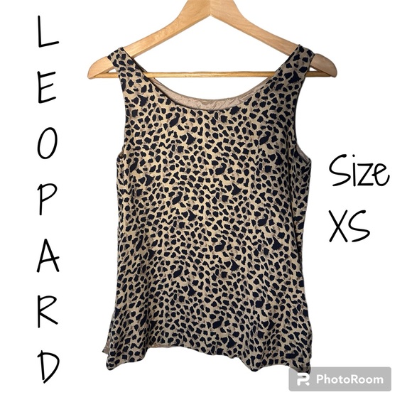 Ann May Tops - Pretty Ann May Leopard Print Sleeveless Blouse size XS 100% Silk
